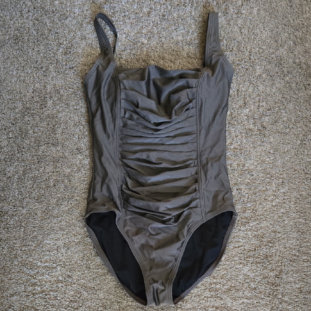 Calvin Klein Ruched One-Piece Swimsuit - Bronze